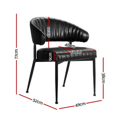 Artiss Dining Chairs Set of 4 Leather Hollow Armchair Black