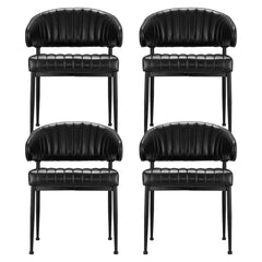 Artiss Dining Chairs Set of 4 Leather Hollow Armchair Black