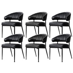 Artiss Dining Chairs Set of 6 Leather Hollow Armchair Black