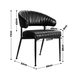 Artiss Dining Chairs Set of 6 Leather Hollow Armchair Black