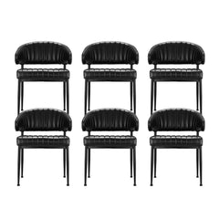 Artiss Dining Chairs Set of 6 Leather Hollow Armchair Black