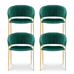 Artiss Dining Chairs Set of 4 Velvet Hollow Armchair Green