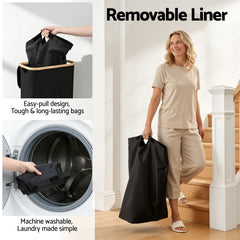 Artiss Laundry Basket with Removable Bag Foldable Black