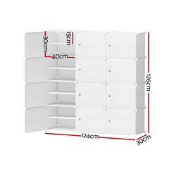 Artiss Shoe Rack DIY 12 Storage Cube Stackable White