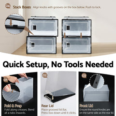 Artiss Shoe Storage Box DIY Set of 12 Stackable Black