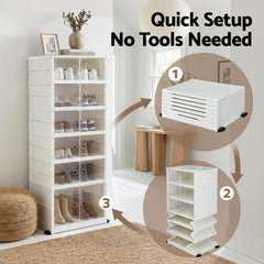 Artiss Foldable Shoe Storage Box 6 Tier 12 Pairs Entryway