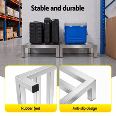 Giantz 35x35cm Dunnage Rack 2-Pack Stainless Steel Kitchen Floor Stand
