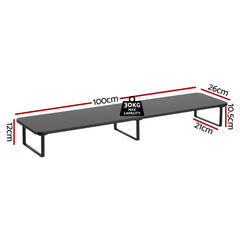 Artiss Dual Monitor Stand 100cm Riser Large Laptop Stand Desk Organiser Black