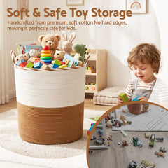 Artiss Woven Laundry Basket with handles Foldable White & Brown
