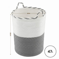 Artiss Woven Laundry Basket with handles Foldable White & Grey