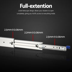 Giantz 2x Drawer Slides Full Extension Locking 227kg 1321-2642mm Length