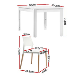 1 Artiss Dining Table and 4 Chairs Set White Wood