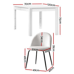 1 Artiss Dining Table and 4 Chairs Set White Sherpa