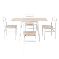Artiss Dining Table and Chairs Set 5pcs with Extendable 60-120cm Drop-Leaf Table Natural White