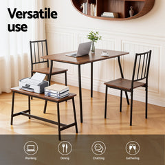 Artiss Dining Table and Chairs Set of 4 Bench Kitchen Furniture Rustic Brown