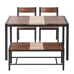 Artiss Dining Table and Chairs Set of 4 Bench Kitchen Furniture Rustic Brown