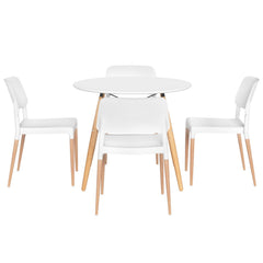 1 Artiss Dining Table and 4 Chairs Set Round White