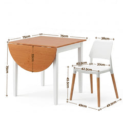 Artiss Dining Table and Chairs Set 5PCS, 75-110cm Drop-Leaf Table, with 4 Dining Chairs White Wooden, 4 Seater Dining Table Set for Kitchen, Apartment, Café