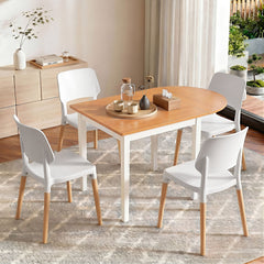Artiss Dining Table and Chairs Set 5PCS, 75-110cm Drop-Leaf Table, with 4 Dining Chairs White Wooden, 4 Seater Dining Table Set for Kitchen, Apartment, Café