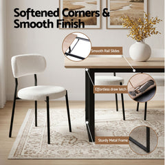 Artiss 200cm Extendable Dining Table Set with 4x Dining Chairs Sherpa White