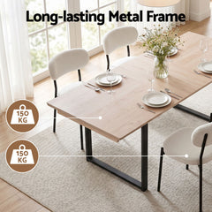 Artiss 200cm Extendable Dining Table Set with 4x Dining Chairs Sherpa White