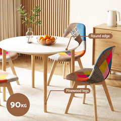 1 Artiss Dining Table and 4 Fabric Eiffel Chairs Set White