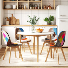 1 Artiss Dining Table and 4 Fabric Eiffel Chairs Set White