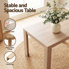Artiss 3 Piece Dining Sets, 120cm Wooden Dining Table and 2 Upholstered Chairs Set, Space-Saving Modern Kitchen Dining Suite for Home Apartment (Oak)
