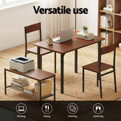 Artiss Dining Table and Chairs Set of 4 Storage Bench Kitchen Furniture Walnut