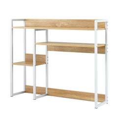 Artist Desk Organizer 2-Tier Desk Shelf 24cm Depth for Unblocked Monitor View Asymmetrical Desk Hutch Dorm for WFH & Gaming Heavy-Duty