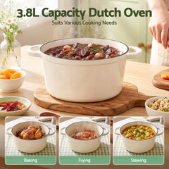 5-Star Chef 3.8L Enameled Cast Iron Dutch Oven Pot with Lid for Sourdough Bread Baking