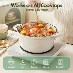 5-Star Chef 3.8L Enameled Cast Iron Dutch Oven Pot with Lid for Sourdough Bread Baking
