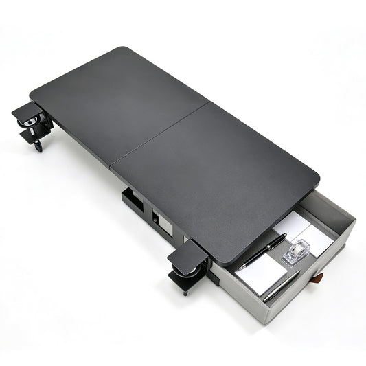 65x30cm Desk Extender Tray with Storage Drawer Clamp On Desk Extension Shelf Keyboard Mouse Support Tray for Home Office Workstation 25kg Load Capacity