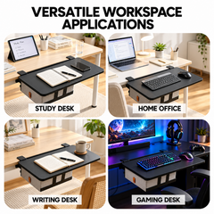 65x30cm Desk Extender Tray with Storage Drawer Clamp On Desk Extension Shelf Keyboard Mouse Support Tray for Home Office Workstation 25kg Load Capacity
