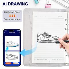 Smart Digital Notebook AI Powered Digital Sketchbook Set with Sync Pen and A5 Erasable Paper Refill for Drawing Writing Notetaking Bluetooth Real Time Sync