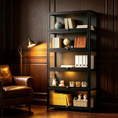 5-Tier Display Cabinet Freestanding Storage Organizer Bookshelf with Clear Flip-Up Acrylic Doors for Books CDs Figurines Bedroom Home Office 78x32x172cm