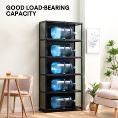 5-Tier Display Cabinet Freestanding Storage Organizer Bookshelf with Clear Flip-Up Acrylic Doors for Books CDs Figurines Bedroom Home Office 78x32x172cm