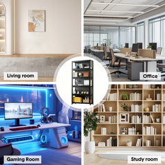 5-Tier Display Cabinet Freestanding Storage Organizer Bookshelf with Clear Flip-Up Acrylic Doors for Books CDs Figurines Bedroom Home Office 78x32x172cm