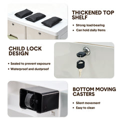 6-Layer Drawer Storage Cart Plastic Anti-fall Dresser Organizer with Casters and Child Lock for Clothes Toys Playroom Bedroom Mobile Cabinet 56x28.5x97.5cm