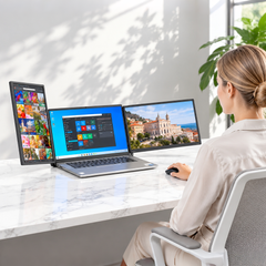 15.6" Laptop Screen Dual Monitor Extender Portable 1080P IPS USB-C Plug and Play Fits 10-17.3Inch Laptops Compatible with Windows Mac Chrome Android Linus
