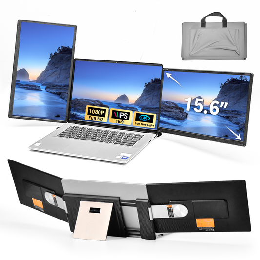 15.6" Laptop Screen Dual Monitor Extender Portable 1080P IPS USB-C Plug and Play Fits 10-17.3Inch Laptops Compatible with Windows Mac Chrome Android Linus