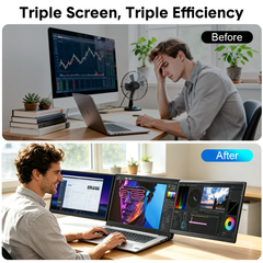 15.6" Laptop Screen Dual Monitor Extender Portable 1080P IPS USB-C Plug and Play Fits 10-17.3Inch Laptops Compatible with Windows Mac Chrome Android Linus
