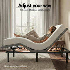 Artiss Adjustable Bed Frame Queen Size Electric Bed Base Wireless Remote Control Zero Gravity Power Bed Foundation