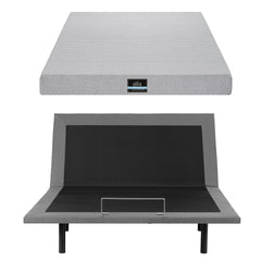 Artiss Queen Bed Frame and Giselle Bedding Queen Memory Foam Mattress Set, Electric Bed Base with Zero Gravity & 7 Zone Cooling Comfort for Back Pain Relief, Black & Grey, 15cm Thickness