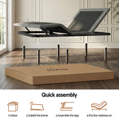 Artiss Double size bed frame & Giselle Bedding Double Mattress Combo, adjustable bed Base for Snoring Relief, Independent Head Foot Incline, Wireless Remote, Black,20cm Thickness