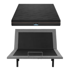Artiss Double size bed frame with Giselle Bedding Double Mattress, adjustable bed Base Combo for Snoring Relief, Independent Head Foot Incline, Wireless Remote, Black,18cm Thickness