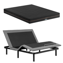 Artiss King size bed frame with Giselle Bedding King Mattress, adjustable bed Base Combo for Snoring Relief, Independent Head Foot Incline, Wireless Remote, Black,18cm Thickness