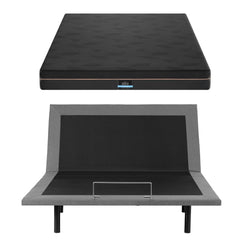 Artiss Queen size bed frame with Giselle Bedding Queen Mattress, adjustable bed Base Combo for Snoring Relief, Independent Head Foot Incline, Wireless Remote, Black,18cm Thickness