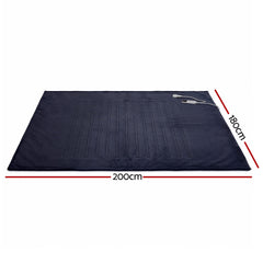 Giselle Electric Throw Rug Double Size 200x180cm Coral Fleece Heated Blanket Charcoal