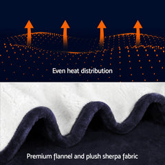 Giselle Electric Throw Rug Heated Blanket Fleece Charcoal
